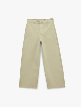 Cepli Rahat Kalıp Kesik Paça Yüksek Bel  Jean Pantolon - Culoette Jean