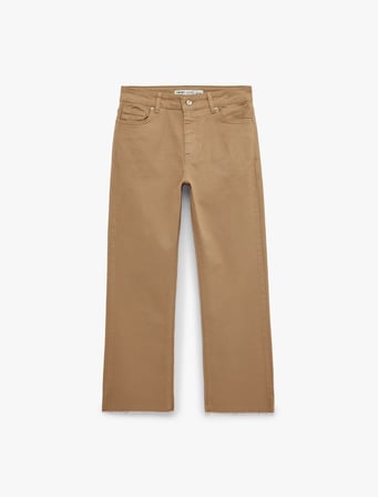 Pamuklu Düğmeli Cepli Dar Kesim İspanyol Paça Pantolon - Kick Flare Jeans