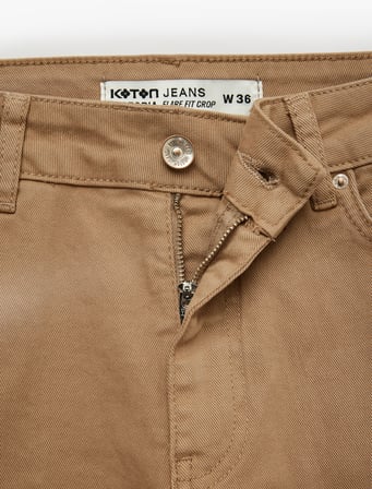 Pamuklu Düğmeli Cepli Dar Kesim İspanyol Paça Pantolon - Kick Flare Jeans