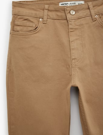Pamuklu Düğmeli Cepli Dar Kesim İspanyol Paça Pantolon - Kick Flare Jeans