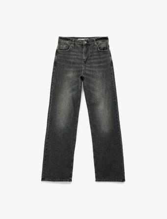 Normal Bel Düz Paça Jean Pantolon - Straight Fit Jean