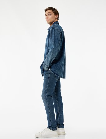 Normal Bel Cepli Pamuklu Slim Fit Jean Pantolon - Brad Jean