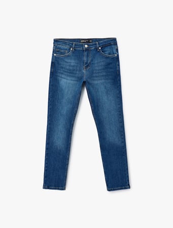 Normal Bel Pamuklu Cepli Slim Fit Jean Pantolon - Brad Jean