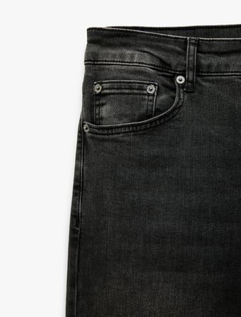Normal Bel Cepli Slim Fit Dar Paça Pamuklu Denim Pantolon - Slim Fit Jeans