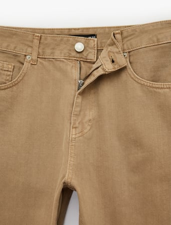 Pamuklu Normal Bel Cepli Vintage Straight Fit Jean Pantolon