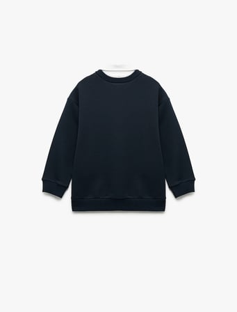 Uzun Kollu Okul Gömleği Yaka Oversize Okul Sweatshirt 
