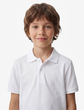 Pamuklu Düğmeli Kısa Kollu Basic Polo Yaka Okul Tişörtü