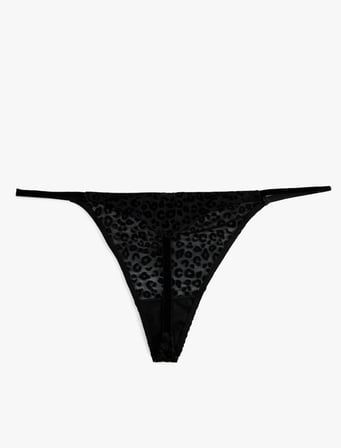 Leopar Desenli Tül String Külot