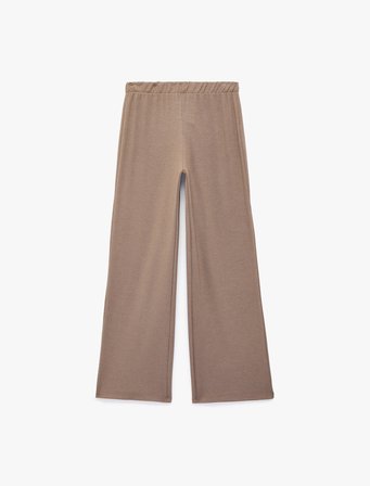 Beli Lastikli Rahat Kalıp Viskon Karşımlı Triko Pijama Altı