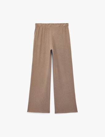 Beli Lastikli Rahat Kalıp Viskon Karşımlı Triko Pijama Altı