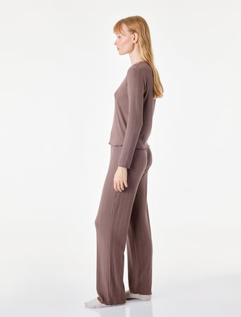 Modal Kumaş Dokulu Bol Paça Pijama Altı