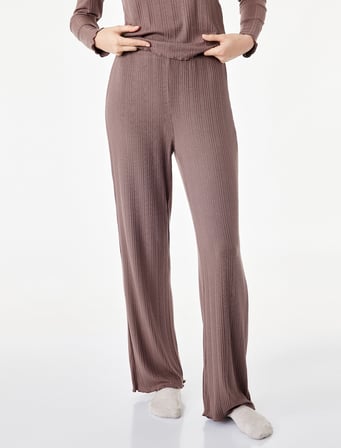 Modal Kumaş Dokulu Bol Paça Pijama Altı