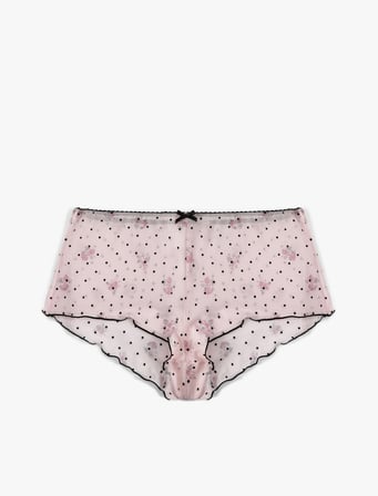 Fiyonk Detaylı Çiçek Desenli Puantiyeli Mini Şort Pijama Altı