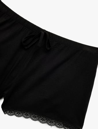 Dantel Detaylı  Rahat Kalıp Şort Viskon Pijama Altı