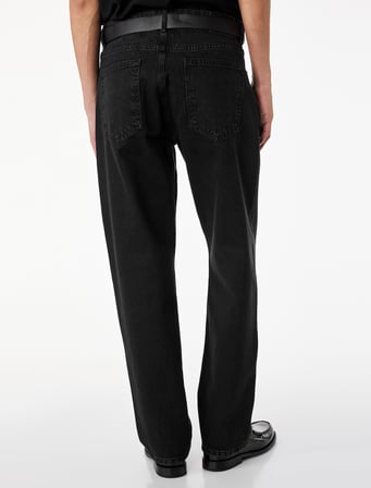 Normal Bel Cepli Pamuklu Kemerli Vintage Straight Fit Jean Pantolon
