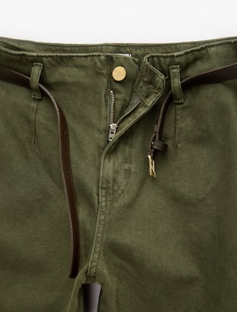 Pamuklu Cepli Düğmeli Kemer Detaylı Kısa Geniş Paça Pantolon - Crop Wide Leg Jeans
