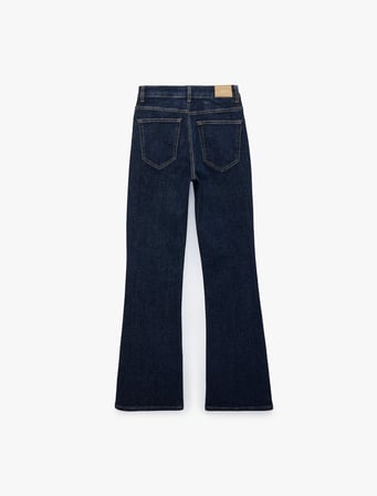 Nervürlü Dar Kesim İspanyol Paça Denim Pantolon - Flare Jeans