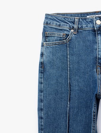 Nervürlü Dar Kesim İspanyol Paça Denim Pantolon - Flare Jeans