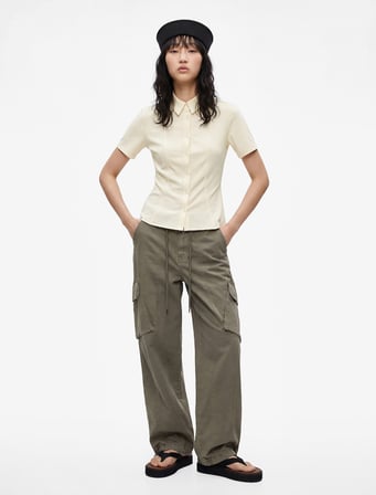 Slim Fit Kısa Kollu Klasik Yaka Düğmeli Pamuklu Gömlek