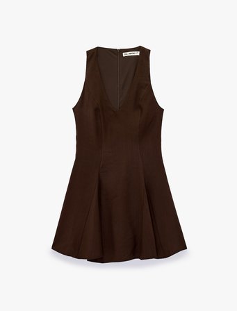 Slim Fit V Yaka Kolsuz Volanlı Mini A Kesim Elbise