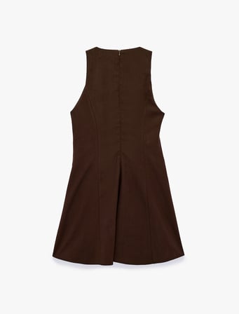 Slim Fit V Yaka Kolsuz Volanlı Mini A Kesim Elbise