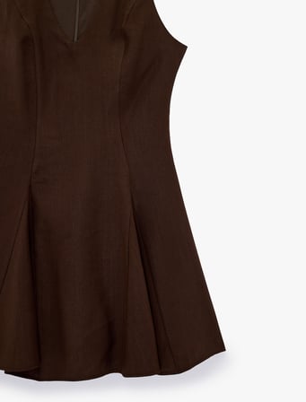 Slim Fit V Yaka Kolsuz Volanlı Mini A Kesim Elbise