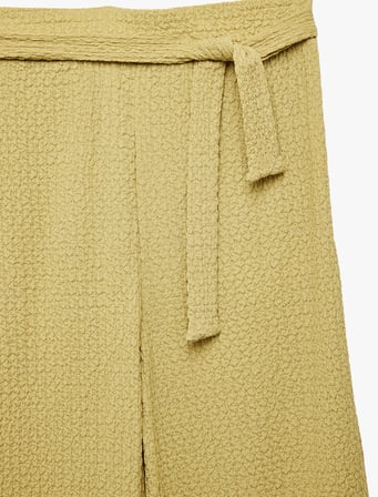 Bağlamalı Bürümcük Kumaş Geniş Paça Pantolon