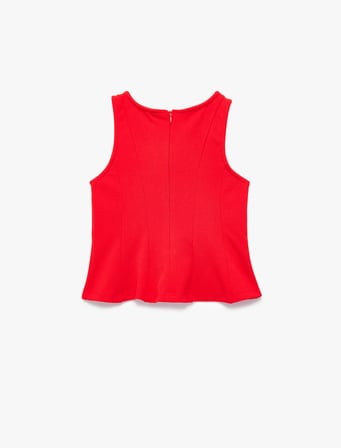 Bisiklet Yaka Kolsuz Crop Bluz