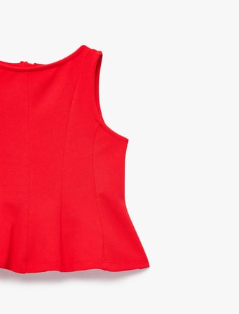 Bisiklet Yaka Kolsuz Crop Bluz