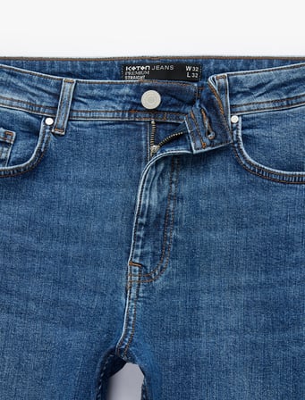 Normal Bel Pamuklu Straight Fit Jean Pantolon - Mark Jean