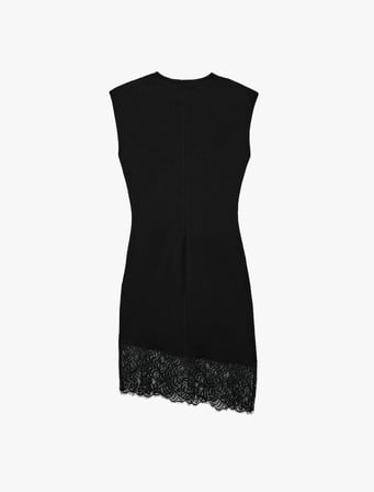 Slim Fit Dantel Detaylı Bisiklet Yaka Kolsuz Mini Elbise