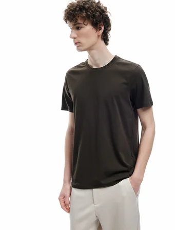Pamuklu Kısa Kollu Bisiklet Yaka Slim Fit Erkek Basic Tişört
