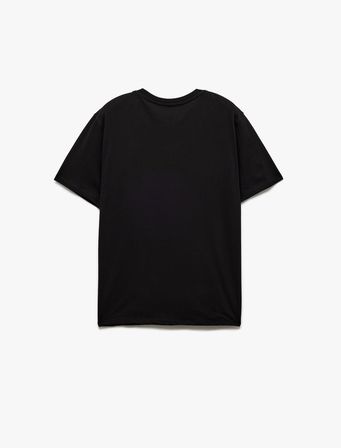 Pamuklu Kısa Kollu Bisiklet Yaka Slim Fit Erkek Basic Tişört