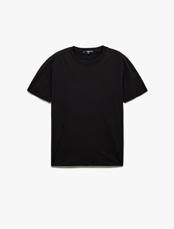Pamuklu Kısa Kollu Bisiklet Yaka Slim Fit Erkek Basic Tişört