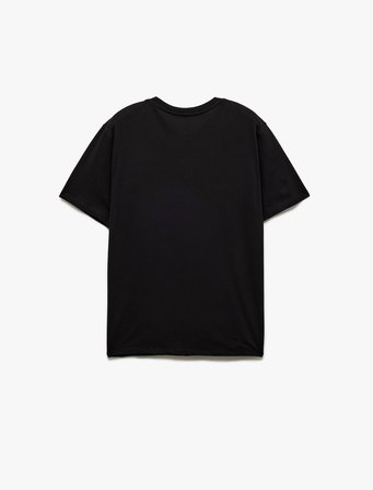 Pamuklu Kısa Kollu Bisiklet Yaka Slim Fit Erkek Basic Tişört