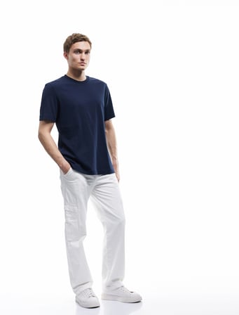 Pamuklu Kısa Kollu Regular Fit Bisiklet Yaka Basic Tişört