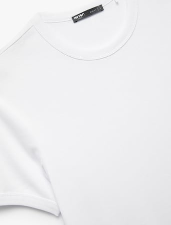 Pamuklu Kısa Kollu Ribanalı Bisiklet Yaka Slim Fit Basic Tişört