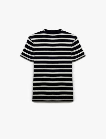 Kısa Kollu Bisiklet Yaka Slim Fit Çizgili Tişört