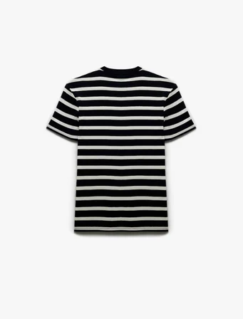 Kısa Kollu Bisiklet Yaka Slim Fit Çizgili Tişört