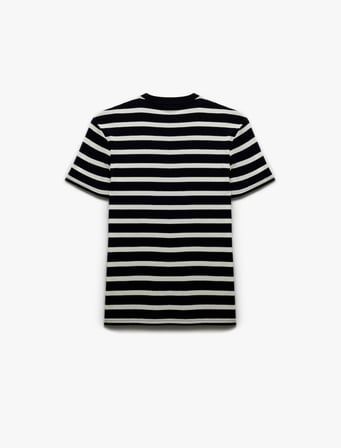 Kısa Kollu Bisiklet Yaka Slim Fit Çizgili Tişört