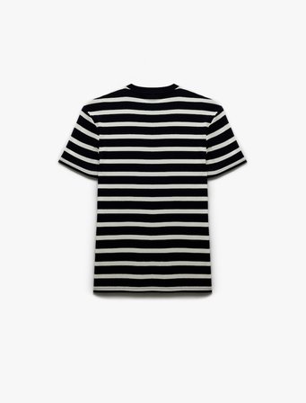 Kısa Kollu Bisiklet Yaka Slim Fit Çizgili Tişört