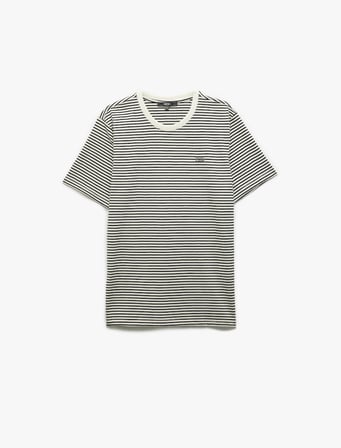 Slim Fit Kısa Kollu Bisiklet Yaka Çizgili Tişört