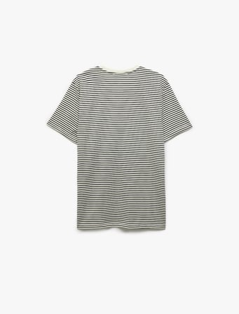 Slim Fit Kısa Kollu Bisiklet Yaka Çizgili Tişört