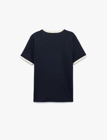 Kısa Kollu Biyeli Pamuklu Tok Kumaş Bisiklet Yaka Slim Fit Tişört