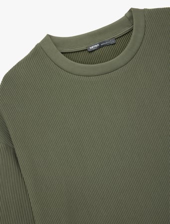 Kısa Kollu Bisiklet Yaka Pamuklu Tok Kumaş Basic Oversize Tişört