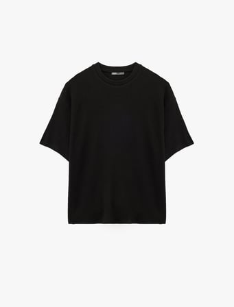 Kısa Kollu Bisiklet Yaka Pamuklu Tok Kumaş Basic Oversize Tişört