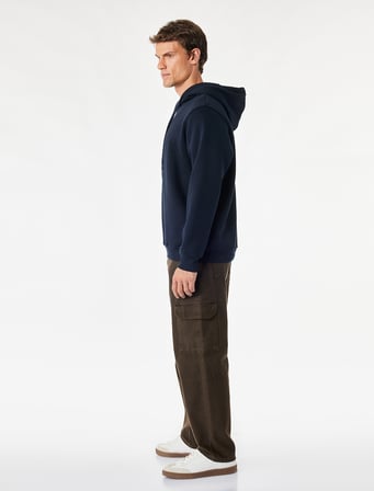 Şardonlu Uzun Kollu Basic Kapşonlu Sweatshirt