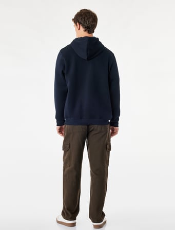 Şardonlu Uzun Kollu Basic Kapşonlu Sweatshirt