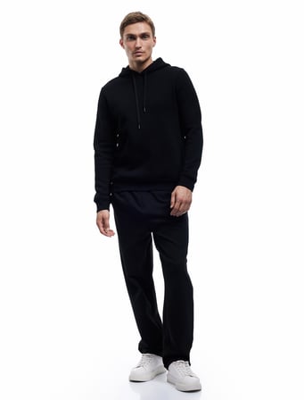 Şardonlu Uzun Kollu Basic Kapşonlu Sweatshirt