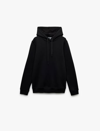 Şardonlu Uzun Kollu Basic Kapşonlu Sweatshirt